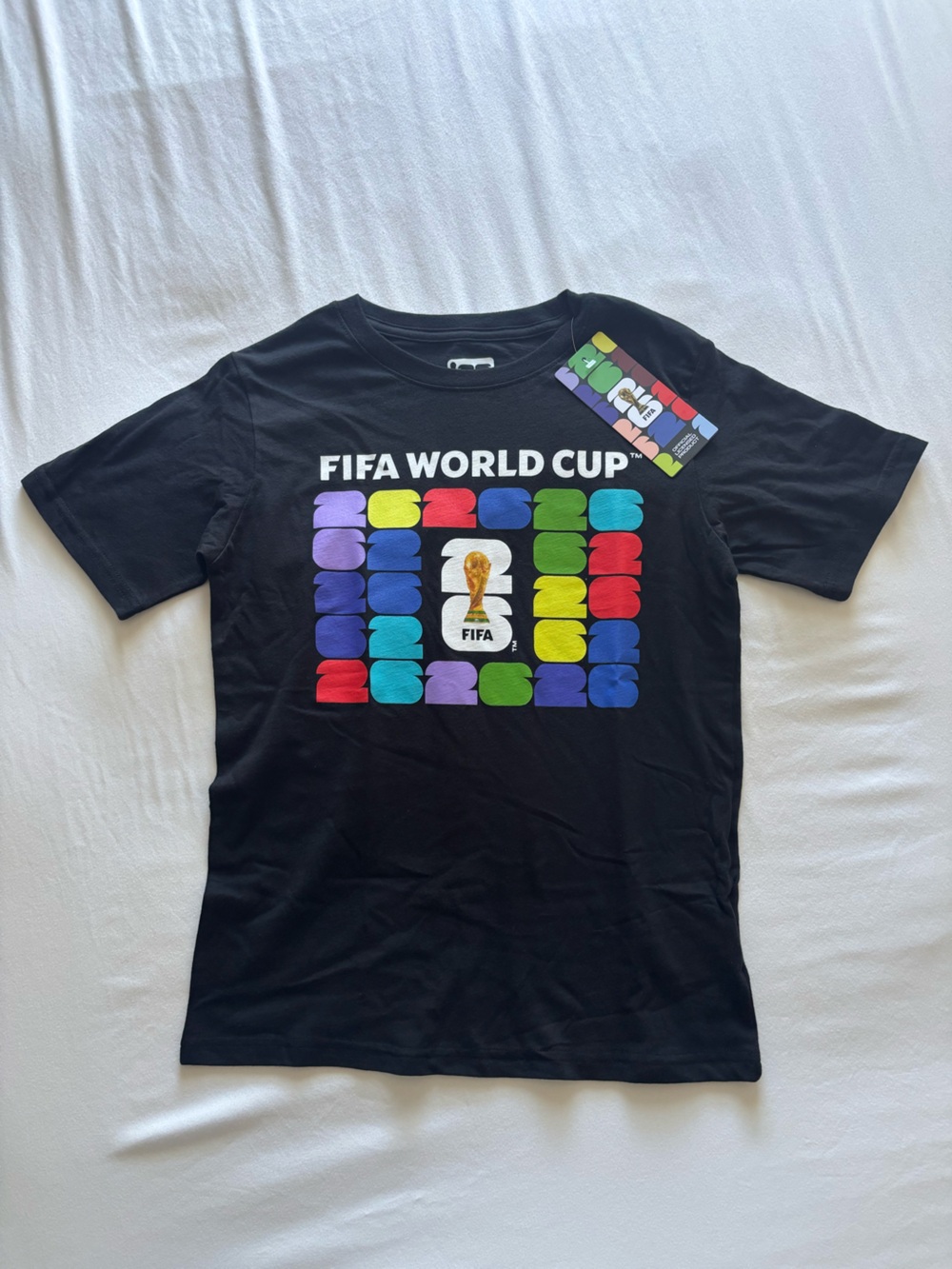 Kid’s FIFA World Cup Black Graphic Tee with Multicolor Logo